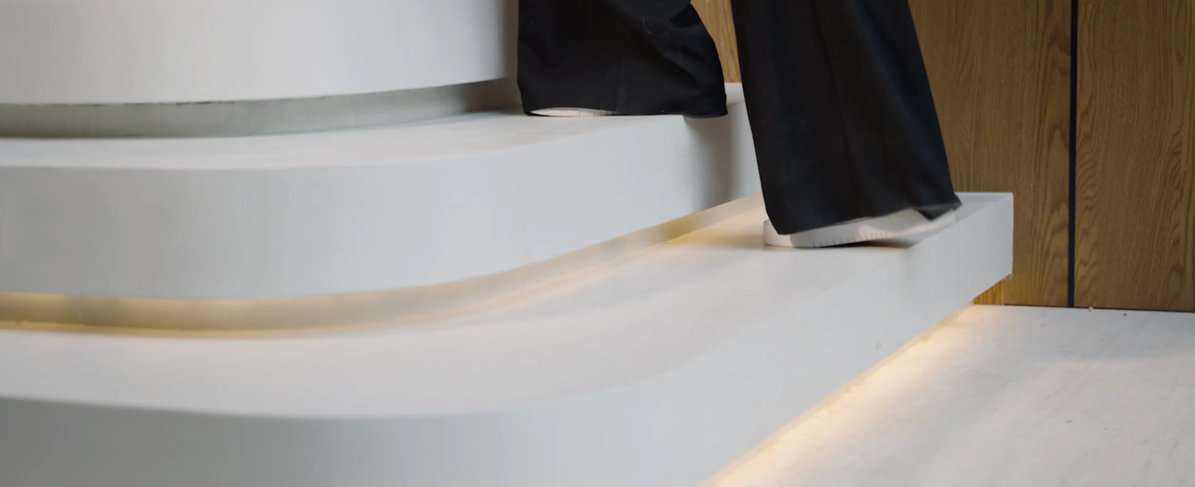 Scalior hidden-mount motion sensors installed inside a stair step